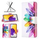 For Samsung Galaxy A73 5G Colored Drawing Pattern Leather Phone Case(Sun Flower)