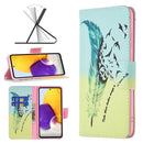 For Samsung Galaxy A73 5G Colored Drawing Pattern Leather Phone Case(Feather)