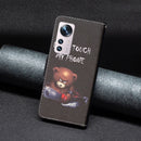 For Xiaomi 12 Colored Drawing Pattern Leather Phone Case(Bear)