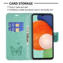 For Samsung Galaxy A13 4G Two Butterflies Embossing Leather Phone Case(Green)