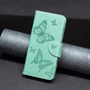 For Samsung Galaxy A13 4G Two Butterflies Embossing Leather Phone Case(Green)
