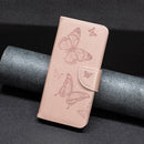 For Samsung Galaxy A13 4G Two Butterflies Embossing Leather Phone Case(Rose Gold)