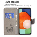 For Samsung Galaxy A13 4G Two Butterflies Embossing Leather Phone Case(Grey)