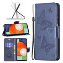 For Samsung Galaxy A13 4G Two Butterflies Embossing Leather Phone Case(Blue)