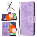 For Samsung Galaxy A13 4G Two Butterflies Embossing Leather Phone Case(Purple)