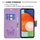 For Samsung Galaxy A13 4G Two Butterflies Embossing Leather Phone Case(Purple)