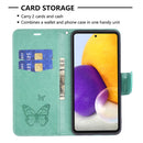 For Samsung Galaxy A73 5G Two Butterflies Embossing Leather Phone Case(Green)