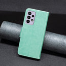 For Samsung Galaxy A73 5G Two Butterflies Embossing Leather Phone Case(Green)