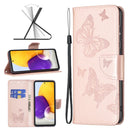 For Samsung Galaxy A73 5G Two Butterflies Embossing Leather Phone Case(Rose Gold)