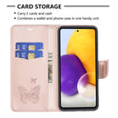 For Samsung Galaxy A73 5G Two Butterflies Embossing Leather Phone Case(Rose Gold)