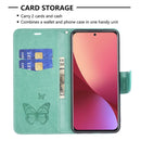 For Xiaomi 12 Two Butterflies Embossing Leather Phone Case(Green)