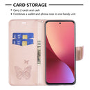 For Xiaomi 12 Two Butterflies Embossing Leather Phone Case(Rose Gold)