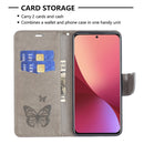 For Xiaomi 12 Two Butterflies Embossing Leather Phone Case(Grey)