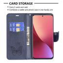 For Xiaomi 12 Two Butterflies Embossing Leather Phone Case(Blue)