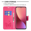 For Xiaomi 12 Two Butterflies Embossing Leather Phone Case(Rose Red)