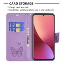 For Xiaomi 12 Two Butterflies Embossing Leather Phone Case(Purple)