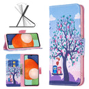 For Samsung Galaxy A13 4G Colored Drawing Leather Phone Case(Owl)