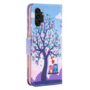For Samsung Galaxy A13 4G Colored Drawing Leather Phone Case(Owl)