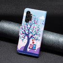 For Samsung Galaxy A13 4G Colored Drawing Leather Phone Case(Owl)