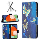 For Samsung Galaxy A13 4G Colored Drawing Leather Phone Case(Gold Butterfly)