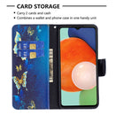 For Samsung Galaxy A13 4G Colored Drawing Leather Phone Case(Gold Butterfly)