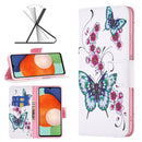 For Samsung Galaxy A13 4G Colored Drawing Leather Phone Case(Peach Blossom Butterfly)