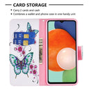 For Samsung Galaxy A13 4G Colored Drawing Leather Phone Case(Peach Blossom Butterfly)