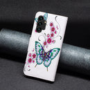 For Samsung Galaxy A13 4G Colored Drawing Leather Phone Case(Peach Blossom Butterfly)