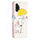 For Samsung Galaxy A13 4G Colored Drawing Leather Phone Case(Umbrella Elephant)
