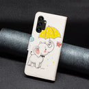 For Samsung Galaxy A13 4G Colored Drawing Leather Phone Case(Umbrella Elephant)