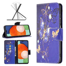 For Samsung Galaxy A13 4G Colored Drawing Leather Phone Case(Purple Butterfly)