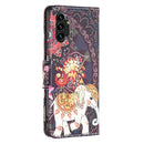 For Samsung Galaxy A13 4G Colored Drawing Leather Phone Case(Flowers Elephant)
