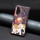 For Samsung Galaxy A13 4G Colored Drawing Leather Phone Case(Flowers Elephant)