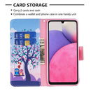 For Samsung Galaxy A33 5G Colored Drawing Leather Phone Case(Owl)
