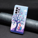 For Samsung Galaxy A33 5G Colored Drawing Leather Phone Case(Owl)