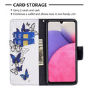 For Samsung Galaxy A33 5G Colored Drawing Leather Phone Case(Butterflies)