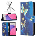 For Samsung Galaxy A33 5G Colored Drawing Leather Phone Case(Gold Butterfly)