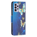 For Samsung Galaxy A33 5G Colored Drawing Leather Phone Case(Gold Butterfly)