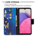 For Samsung Galaxy A33 5G Colored Drawing Leather Phone Case(Gold Butterfly)