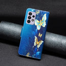 For Samsung Galaxy A33 5G Colored Drawing Leather Phone Case(Gold Butterfly)