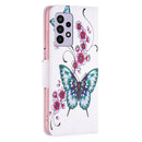 For Samsung Galaxy A33 5G Colored Drawing Leather Phone Case(Peach Blossom Butterfly)