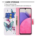 For Samsung Galaxy A33 5G Colored Drawing Leather Phone Case(Peach Blossom Butterfly)