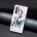For Samsung Galaxy A33 5G Colored Drawing Leather Phone Case(Peach Blossom Butterfly)