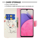 For Samsung Galaxy A33 5G Colored Drawing Leather Phone Case(Umbrella Elephant)