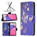 For Samsung Galaxy A33 5G Colored Drawing Leather Phone Case(Purple Butterfly)