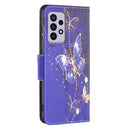For Samsung Galaxy A33 5G Colored Drawing Leather Phone Case(Purple Butterfly)