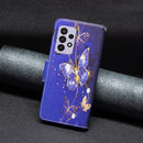 For Samsung Galaxy A33 5G Colored Drawing Leather Phone Case(Purple Butterfly)