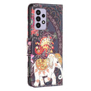 For Samsung Galaxy A33 5G Colored Drawing Leather Phone Case(Flowers Elephant)