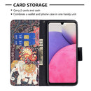 For Samsung Galaxy A33 5G Colored Drawing Leather Phone Case(Flowers Elephant)