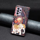 For Samsung Galaxy A33 5G Colored Drawing Leather Phone Case(Flowers Elephant)